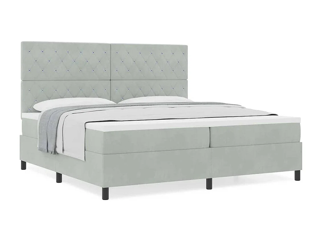 Cadre de lit avec matelas Gris clair 200 x 200 cm Velours