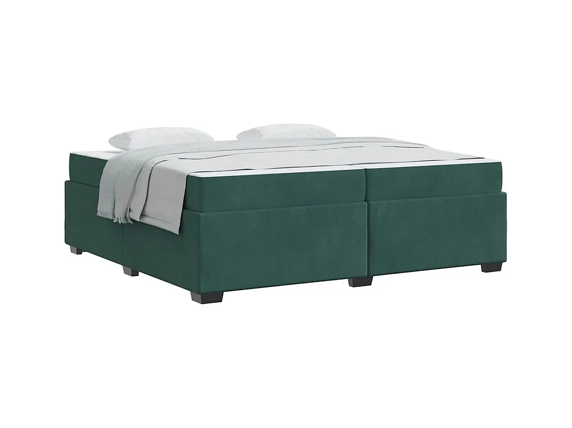 Cadre de lit avec matelas Vert foncé 200 x 200 cm Velours
