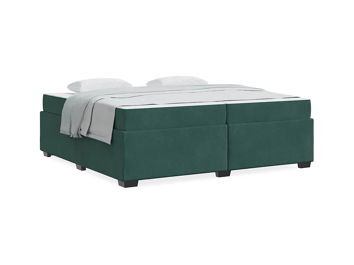 Cadre de lit avec matelas Vert foncé 200 x 200 cm Velours