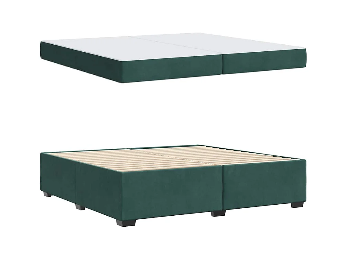 Cadre de lit avec matelas Vert foncé 200 x 200 cm Velours