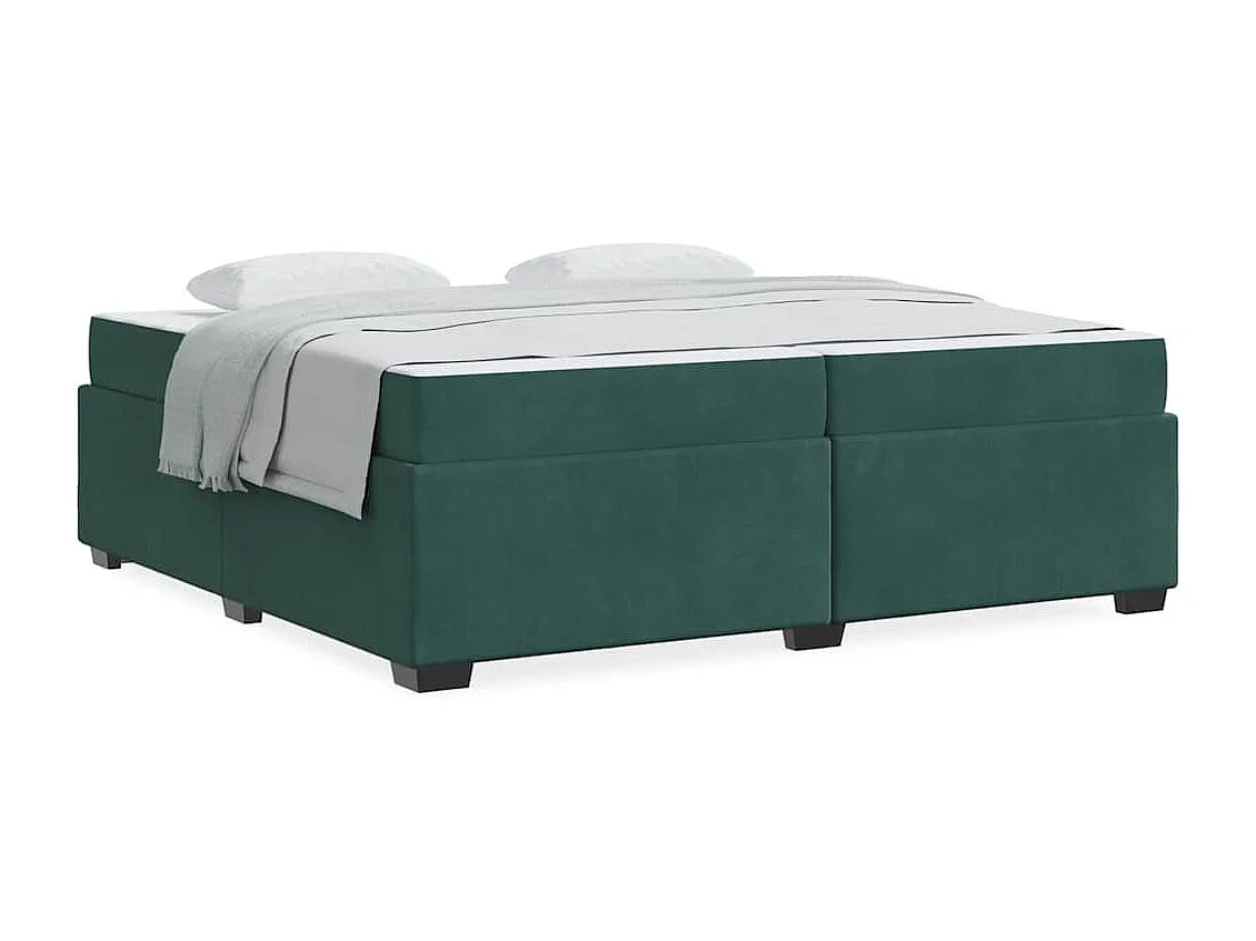 Cadre de lit avec matelas Vert foncé 200 x 200 cm Velours