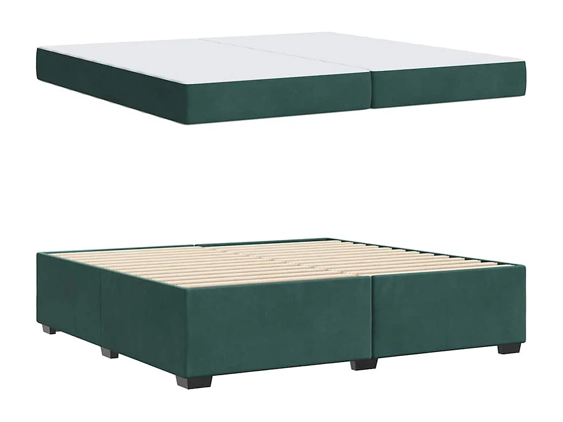 Cadre de lit avec matelas Vert foncé 200 x 200 cm Velours