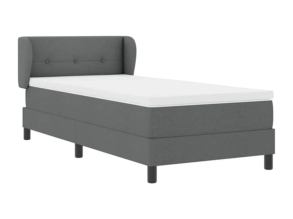 Cama box spring con colchón Gris oscuro 90 x 200 cm tela