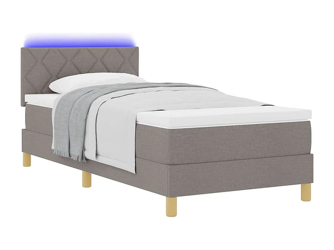 Cama tipo Box Spring con colchón Taupé 90 x 190 cm tela