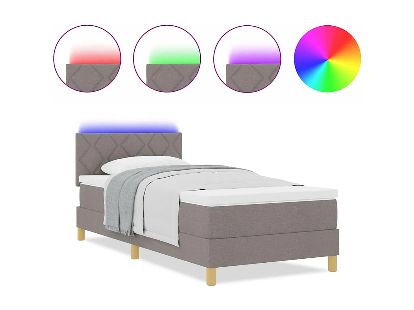 Cama tipo Box Spring con colchón Taupé 90 x 190 cm tela