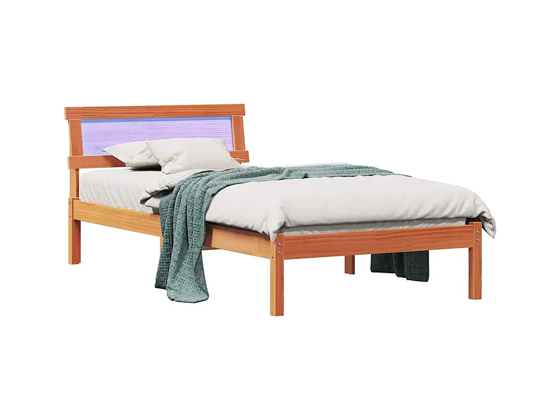 Estructura de cama con cabecera Marrón cera 75 x 190 cm