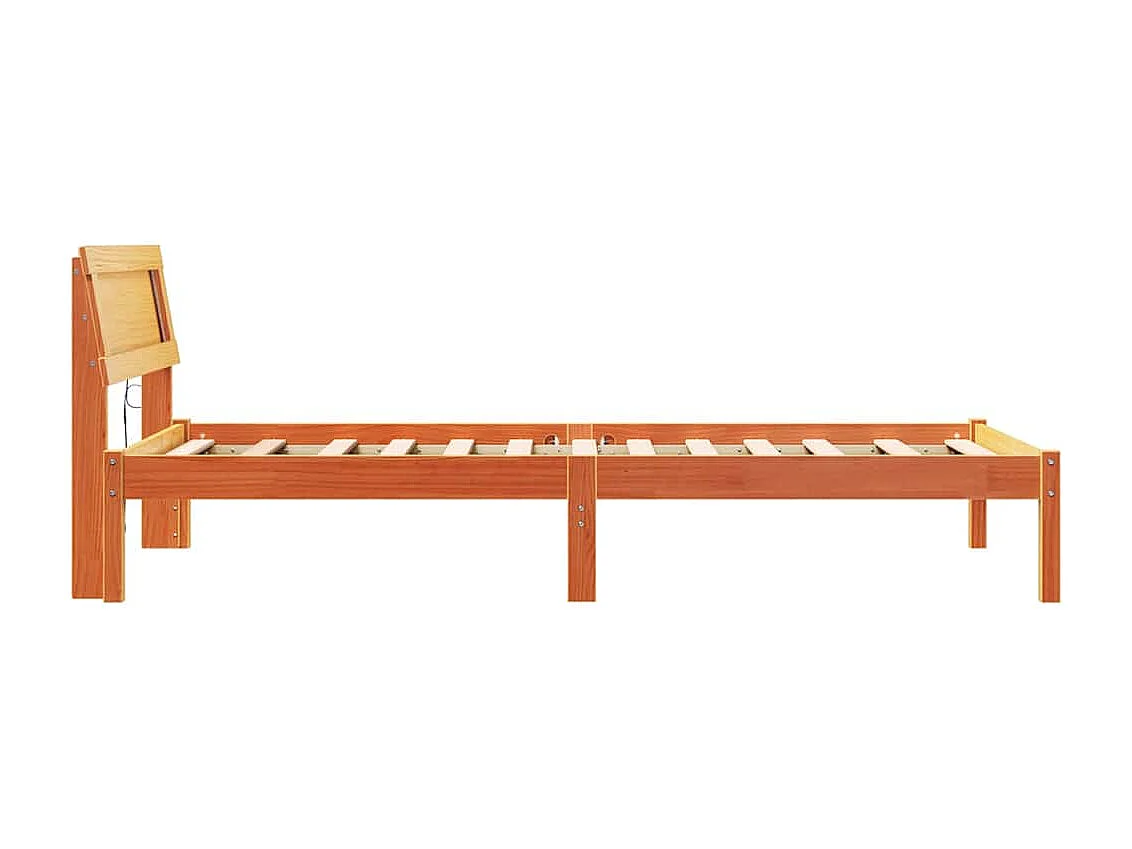Estructura de cama con cabecera Marrón cera 75 x 190 cm