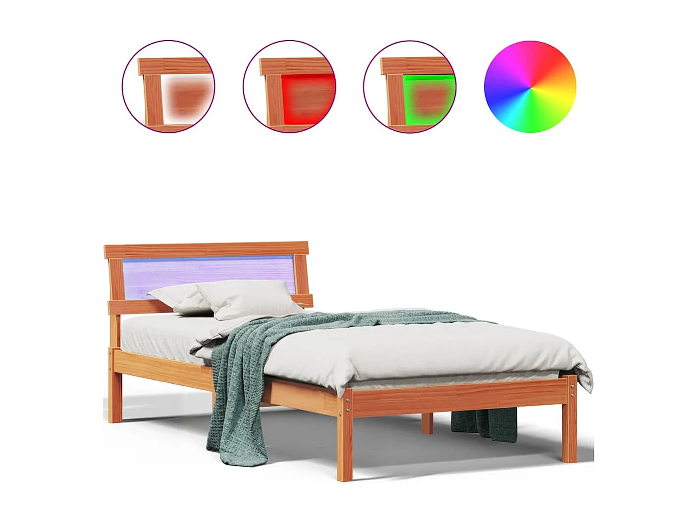 Cadre de lit Marron cire 75 x 190 cm Bois massif en pin