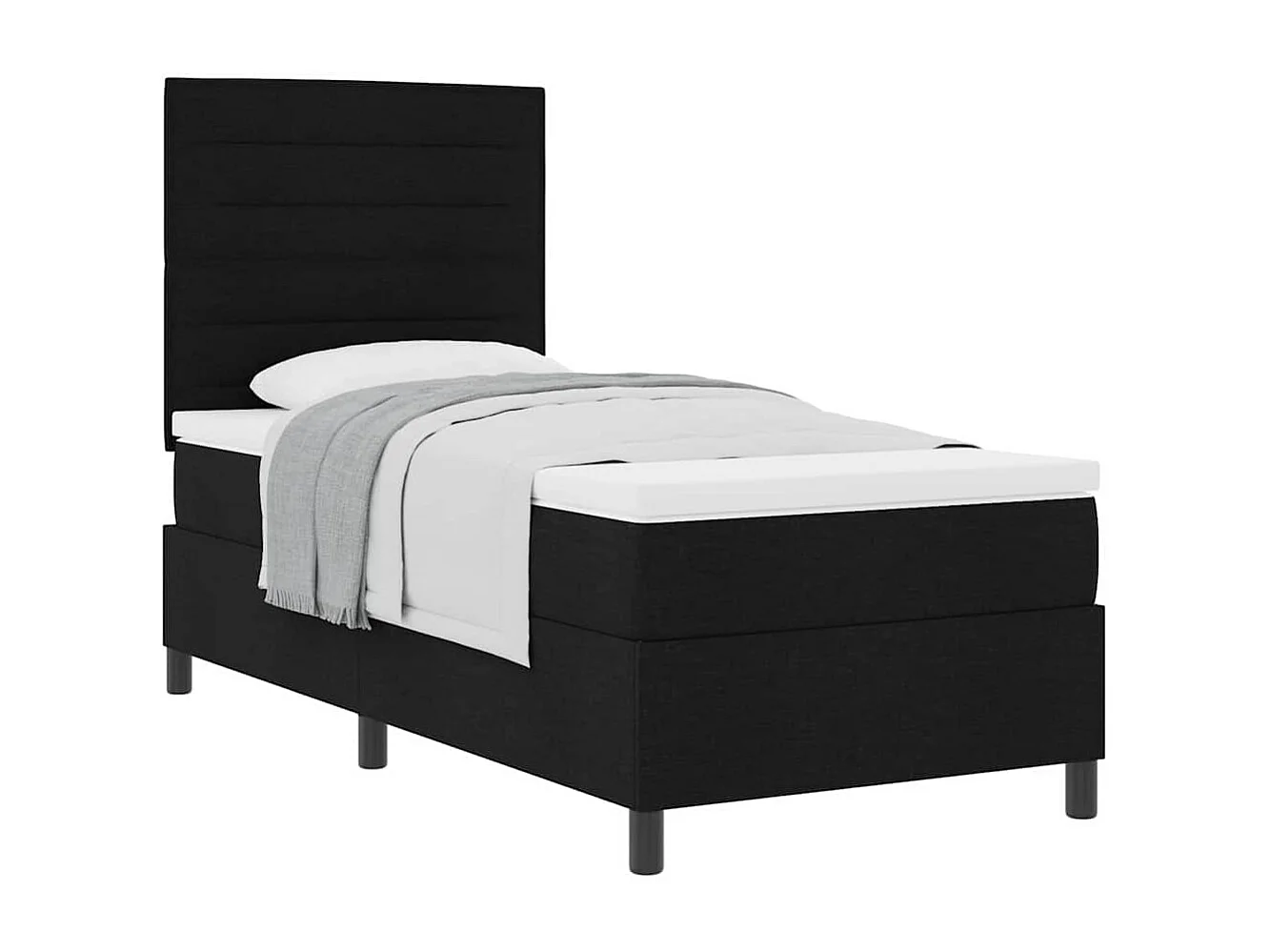 Cadre de lit avec matelas Noir 90 x 200 cm tissu