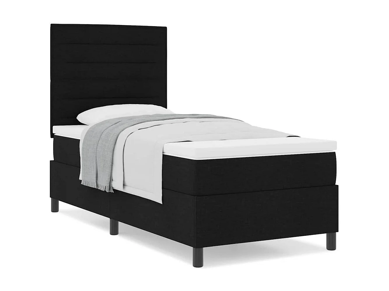 Cadre de lit avec matelas Noir 90 x 200 cm tissu