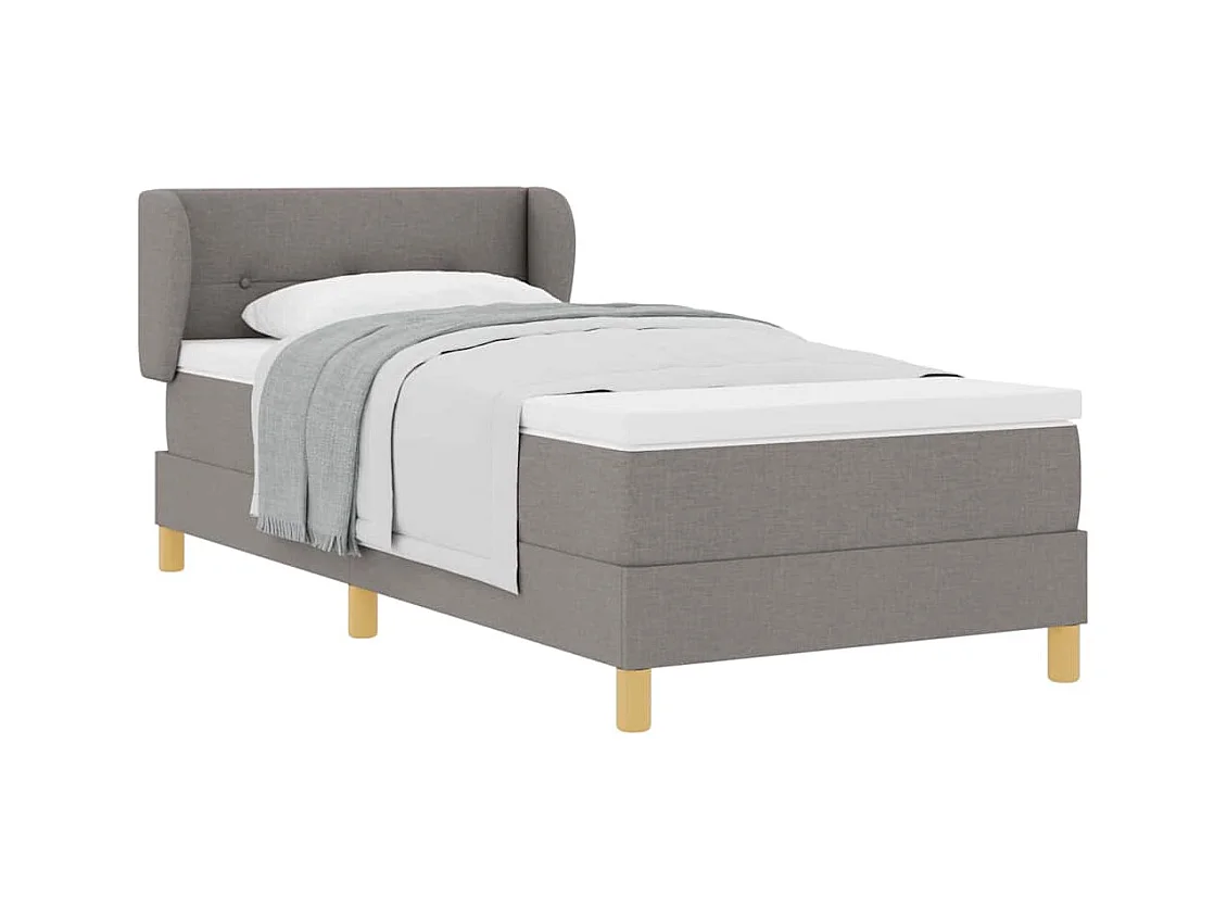 Cadre de lit avec Matelas Crème 90x200 cm Tissu Taupe