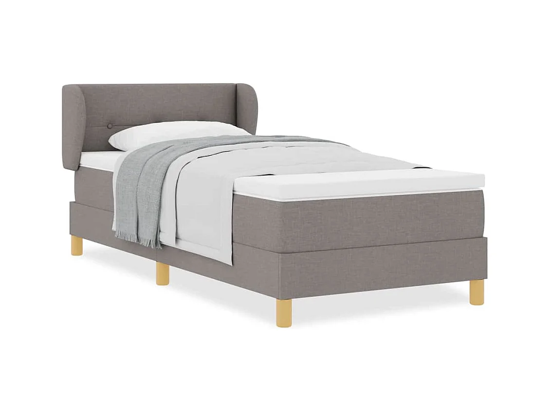 Cadre de lit avec Matelas Crème 90x200 cm Tissu Taupe