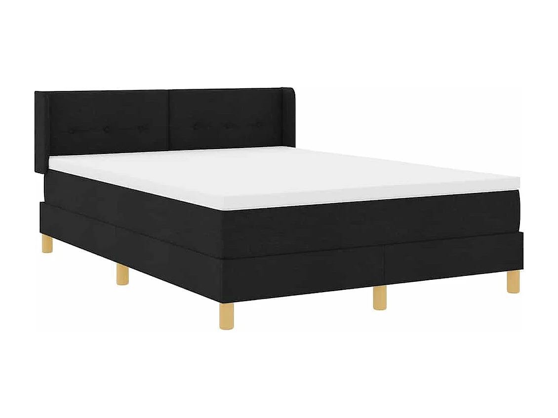Cama tipo Box Spring con colchón Negro 140 x 200 cm Tapicería