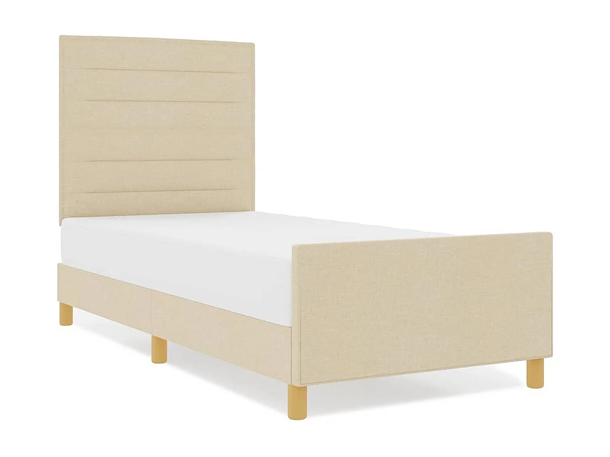 Cadre de lit avec tête de lit Crème 100 x 200 cm tissu