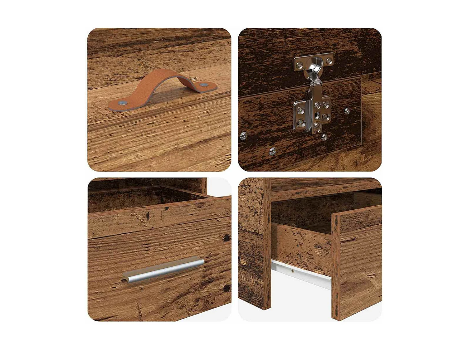 Cadre de lit avec rangement Bois Ancien 90 x 200 cm Bois d'ingénierie