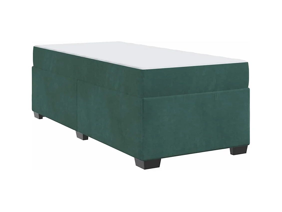 Cadre de lit avec matelas Vert foncé 90 x 190 cm Velours