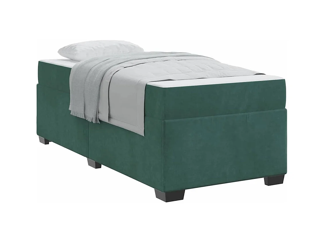 Cadre de lit avec matelas Vert foncé 90 x 190 cm Velours
