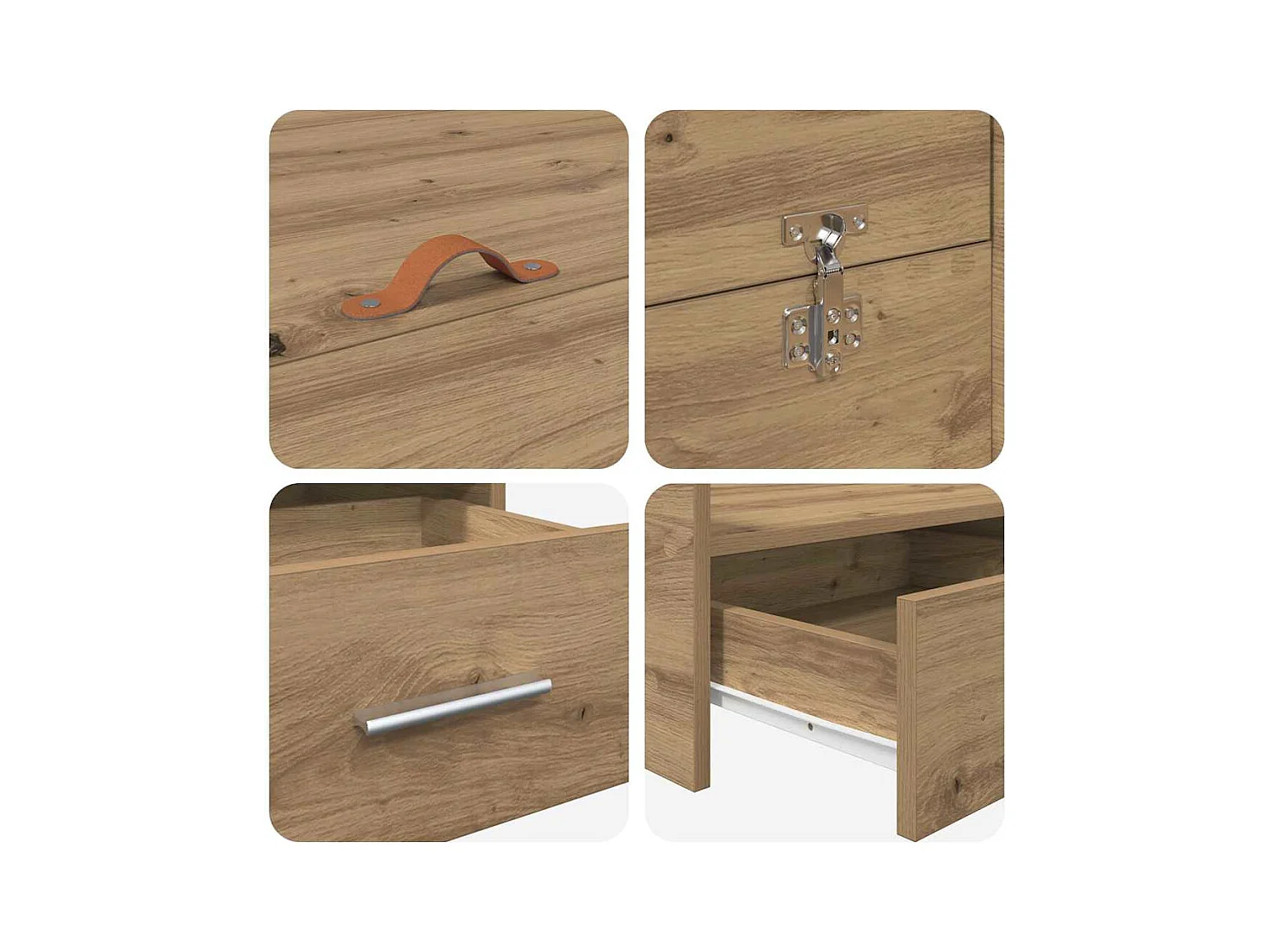 Cama con almacenamiento con cabecera Roble artisan 140 x 190 cm