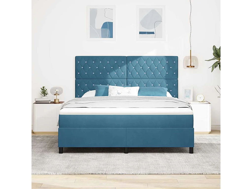Cama tipo Box Spring Azul oscuro 180 x 200 cm Terciopelo