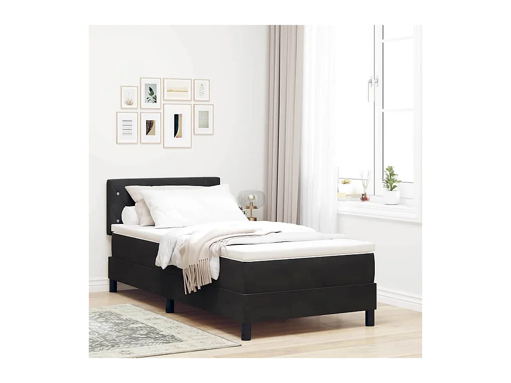 Cadre de lit avec matelas Noir 90 x 200 cm Velours