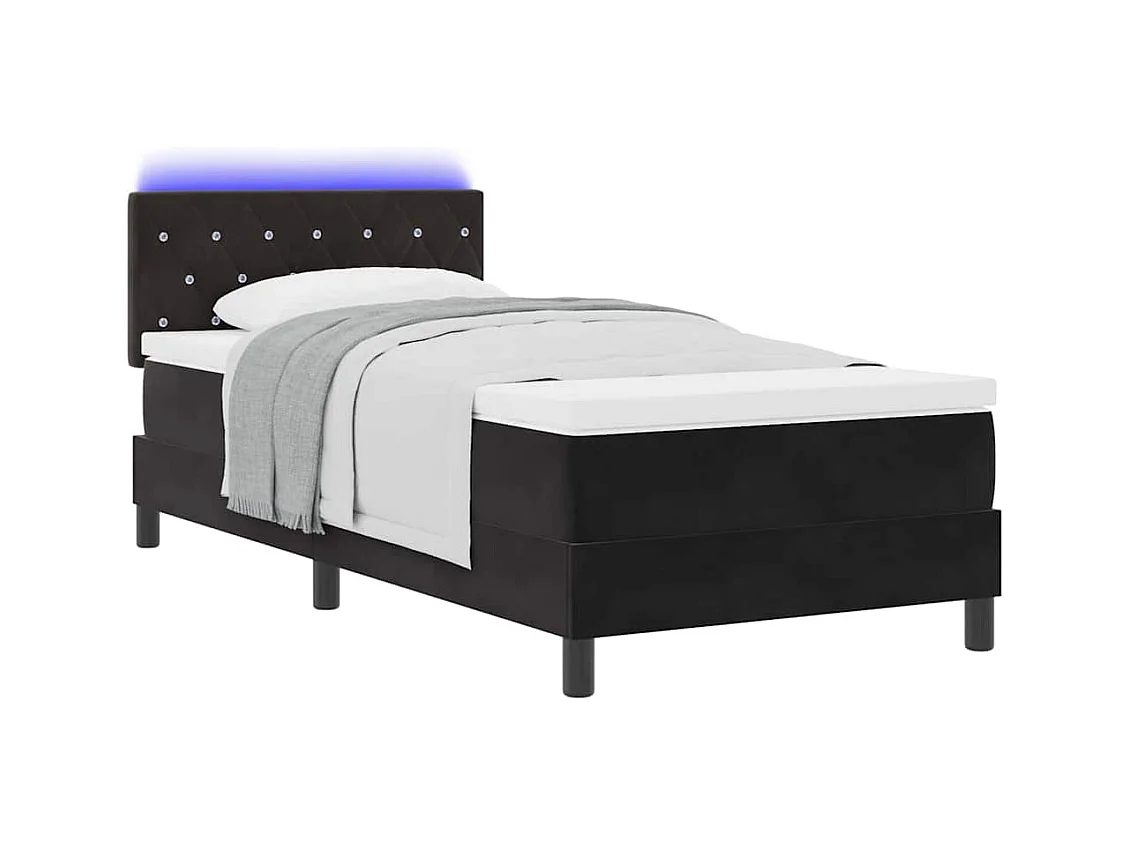 Cadre de lit avec matelas Noir 90 x 200 cm Velours