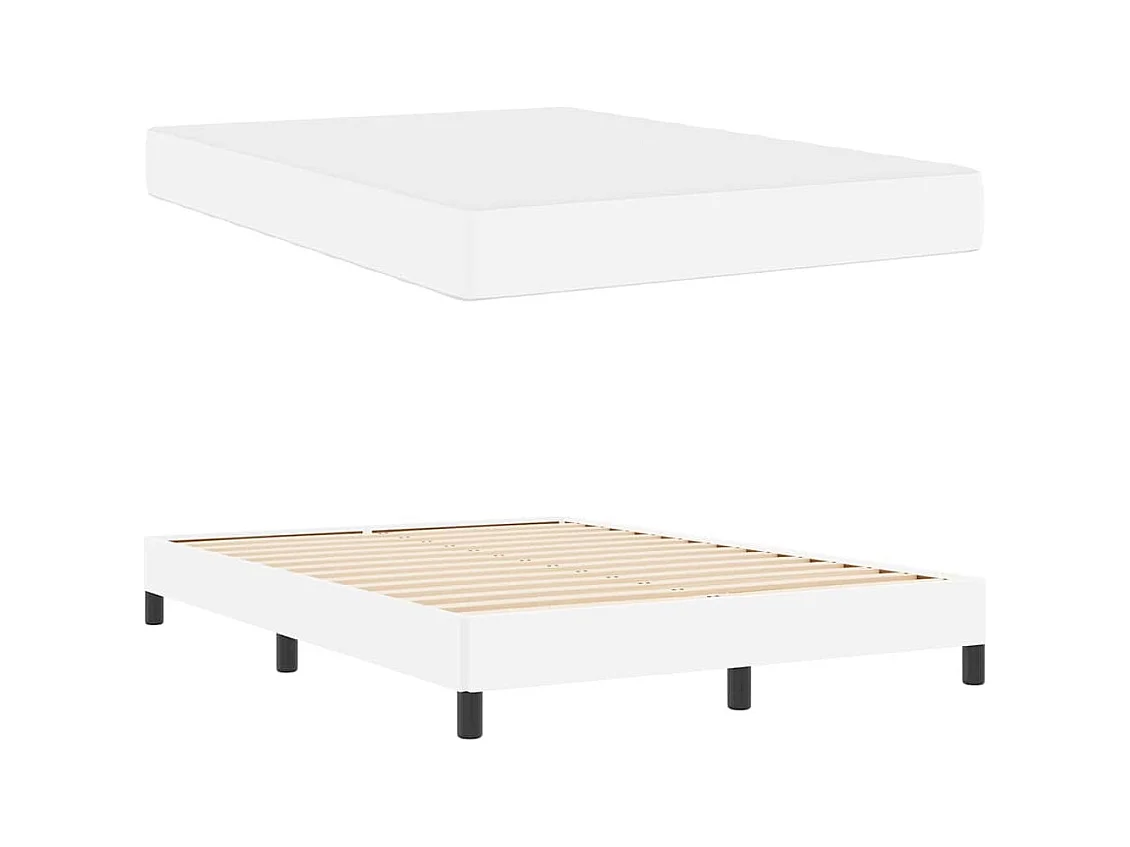 Cadre de lit avec matelas Blanc pur 140 x 190 cm Faux cuir