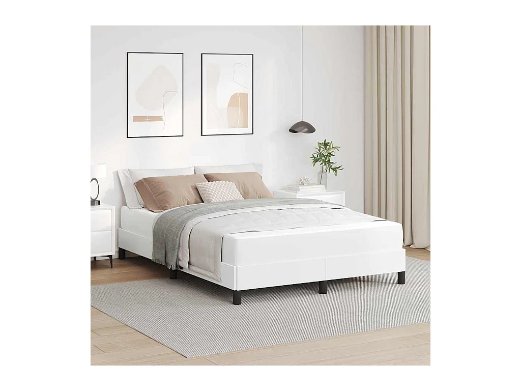 Cadre de lit avec matelas Blanc pur 140 x 190 cm Faux cuir