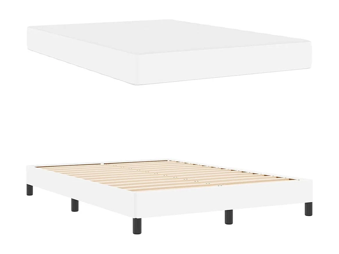 Cama com colchão Branco Puro 140 x 190 cm Couro sintético