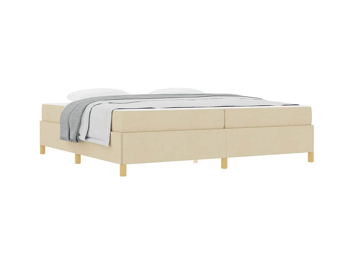 Cadre de lit avec matelas Blanc et crème 200 x 200 cm tissu