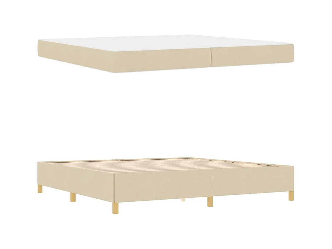 Cadre de lit avec matelas Blanc et crème 200 x 200 cm tissu