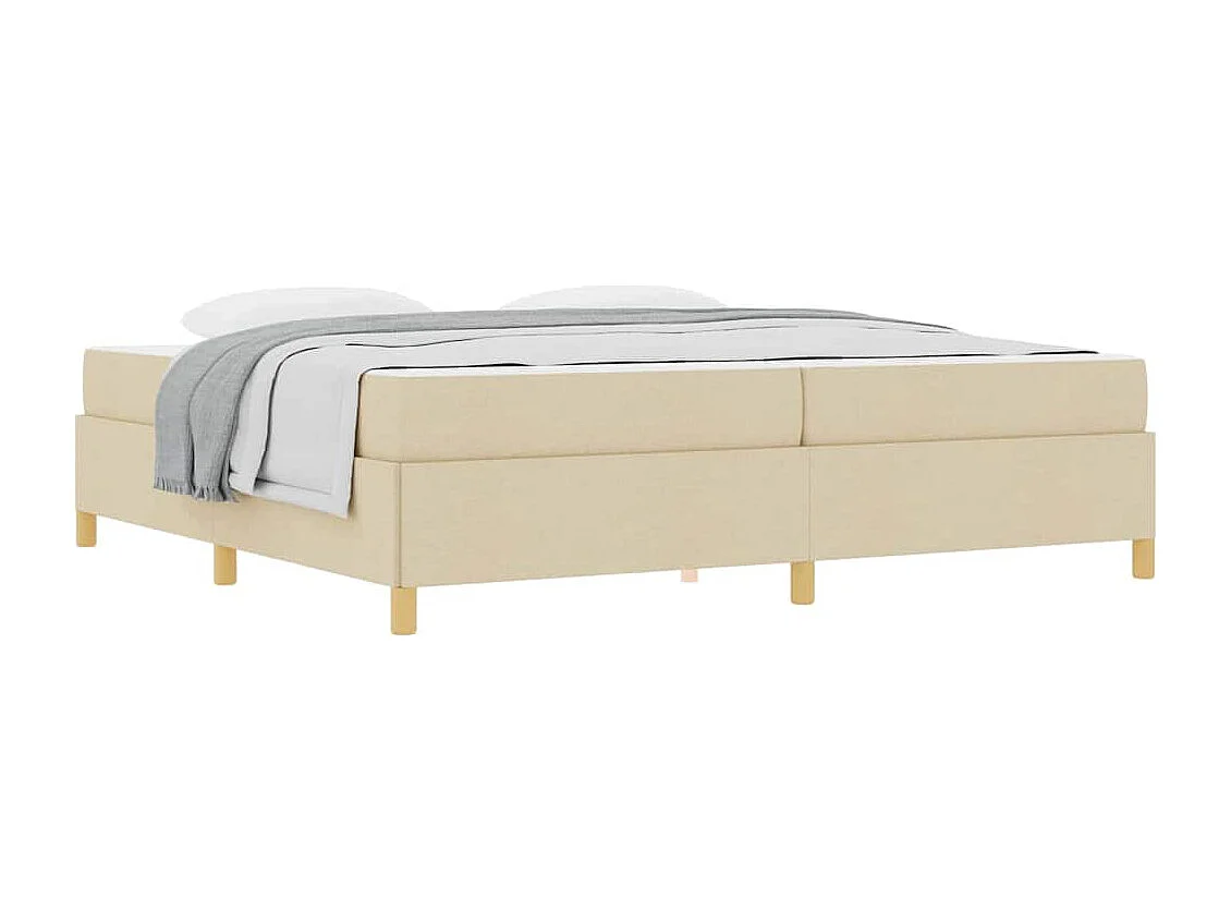Cadre de lit avec matelas Blanc et crème 200 x 200 cm tissu