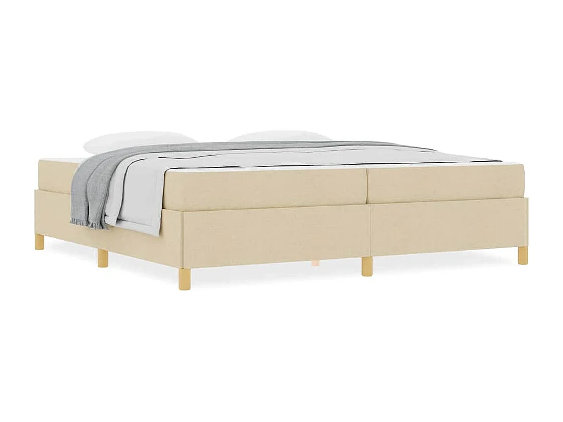 Cadre de lit avec matelas Blanc et crème 200 x 200 cm tissu