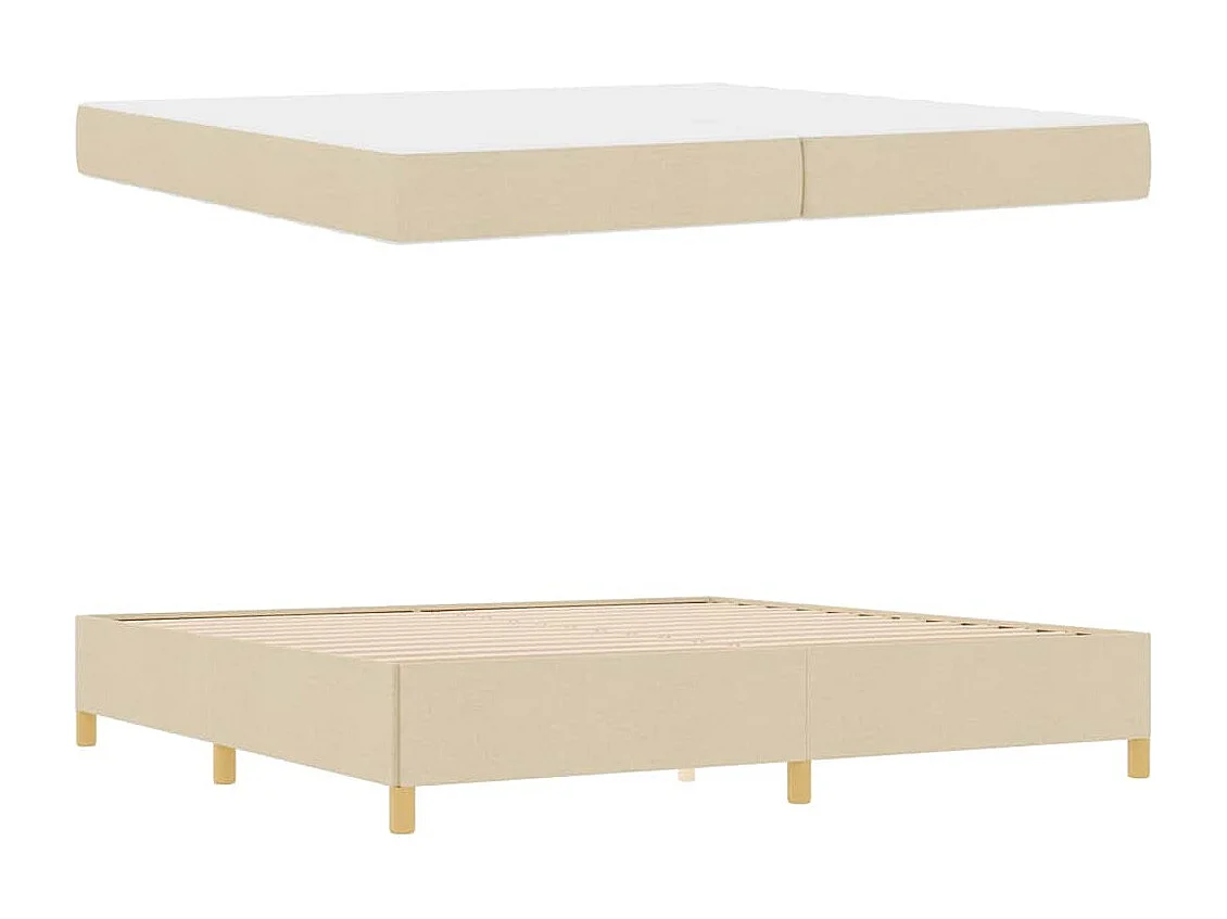 Cadre de lit avec matelas Blanc et crème 200 x 200 cm tissu