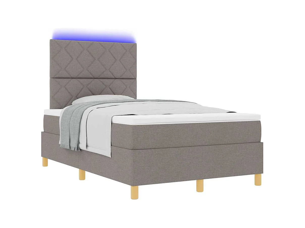 Cadre de lit avec matelas Taupe 120 x 200 cm tissu