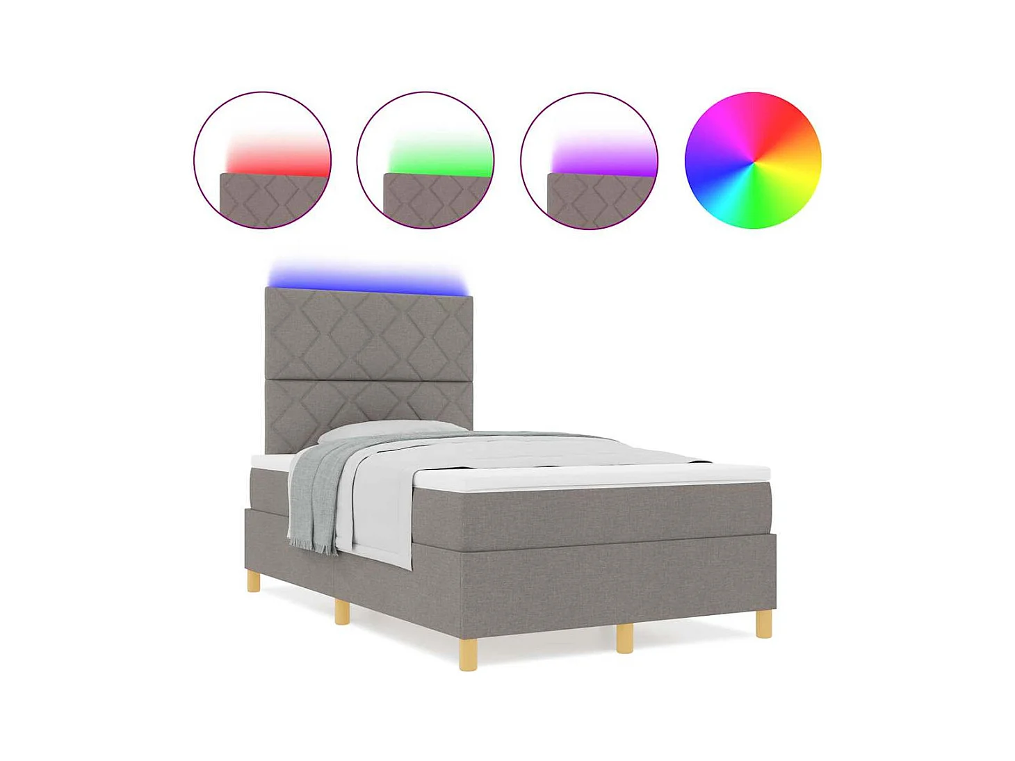 Cadre de lit avec matelas Taupe 120 x 200 cm tissu