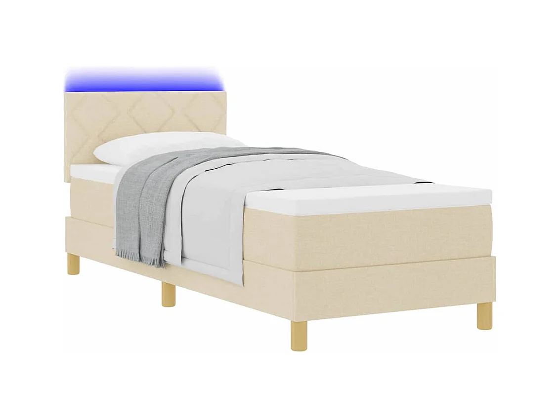 Cadre de lit avec matelas Crème 80 x 200 cm tissu