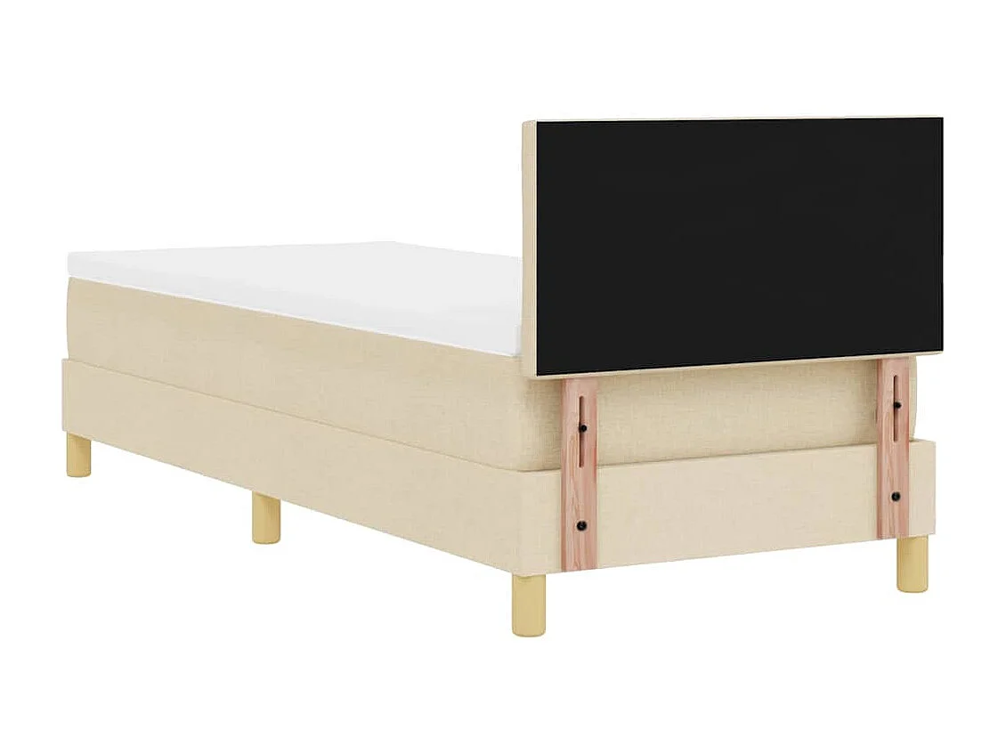 Cama tipo Box Spring con colchón Crema 80 x 200 cm tela