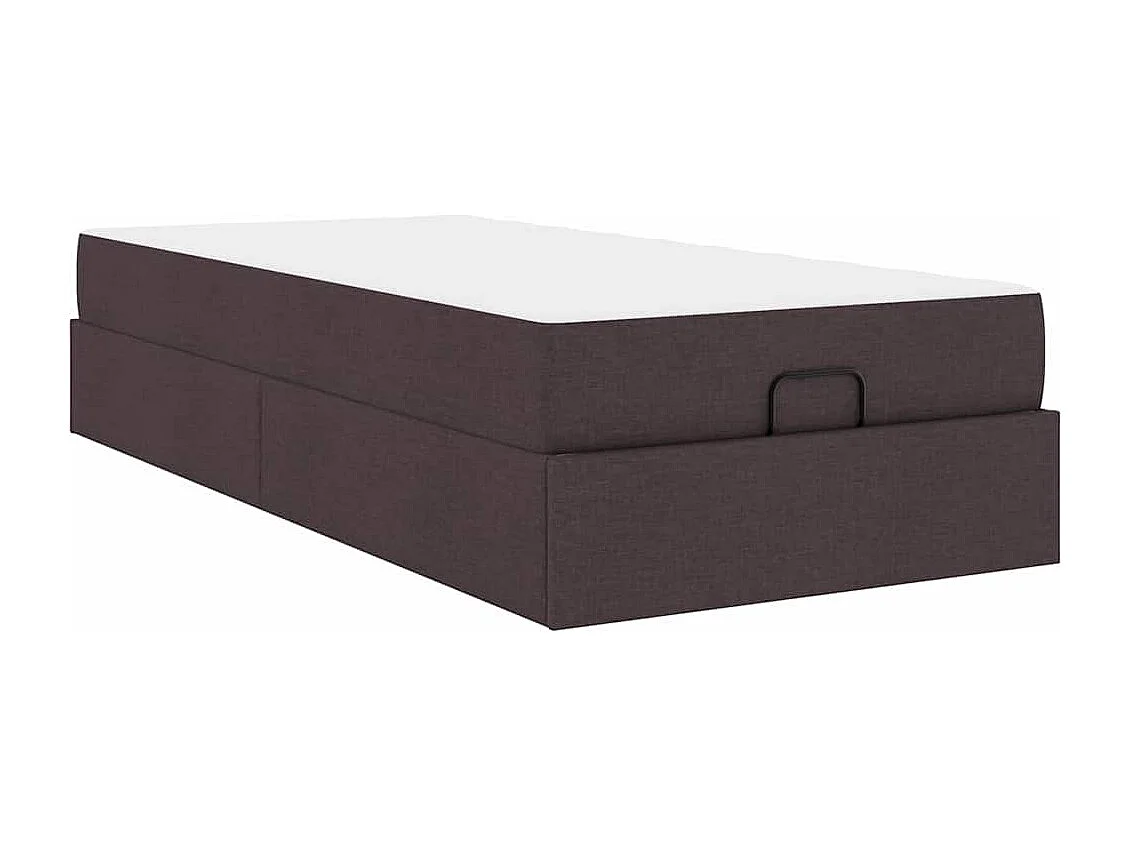 Cadre de lit avec matelas Marron foncé 90 x 200 cm tissu