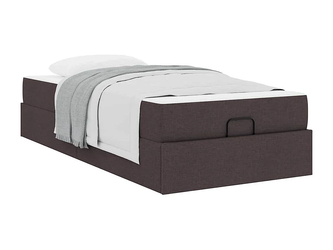 Cadre de lit avec matelas Marron foncé 90 x 200 cm tissu