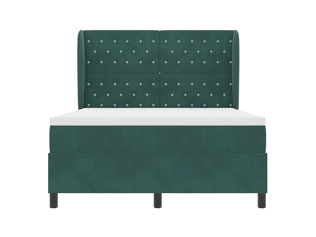 Cadre de lit avec matelas Vert foncé 140 x 190 cm Velours