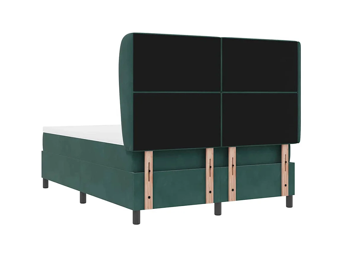 Cadre de lit avec matelas Vert foncé 140 x 190 cm Velours