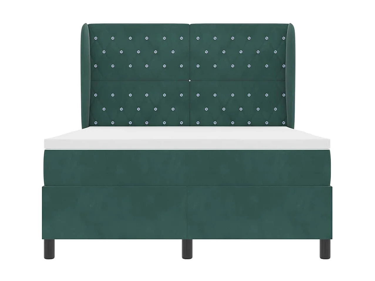 Cadre de lit avec matelas Vert foncé 140 x 190 cm Velours