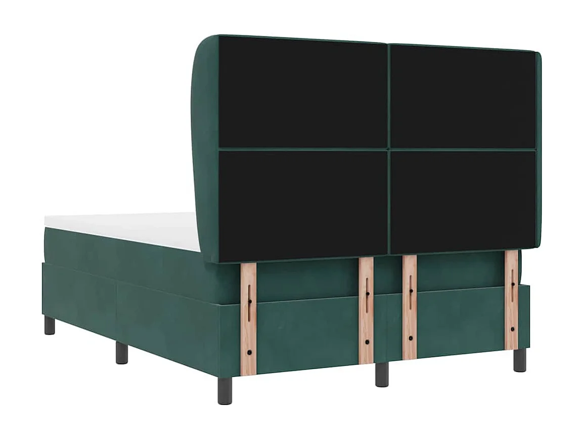 Cadre de lit avec matelas Vert foncé 140 x 190 cm Velours