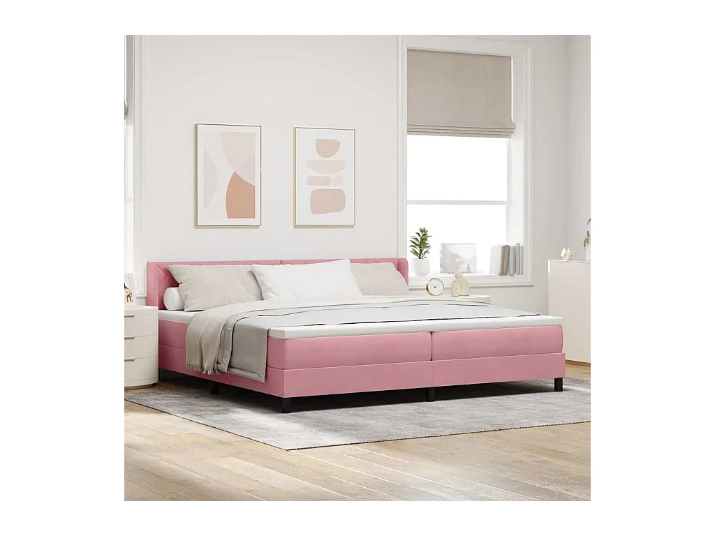 Cadre de lit avec matelas noir 100x200 cm en velours Rose