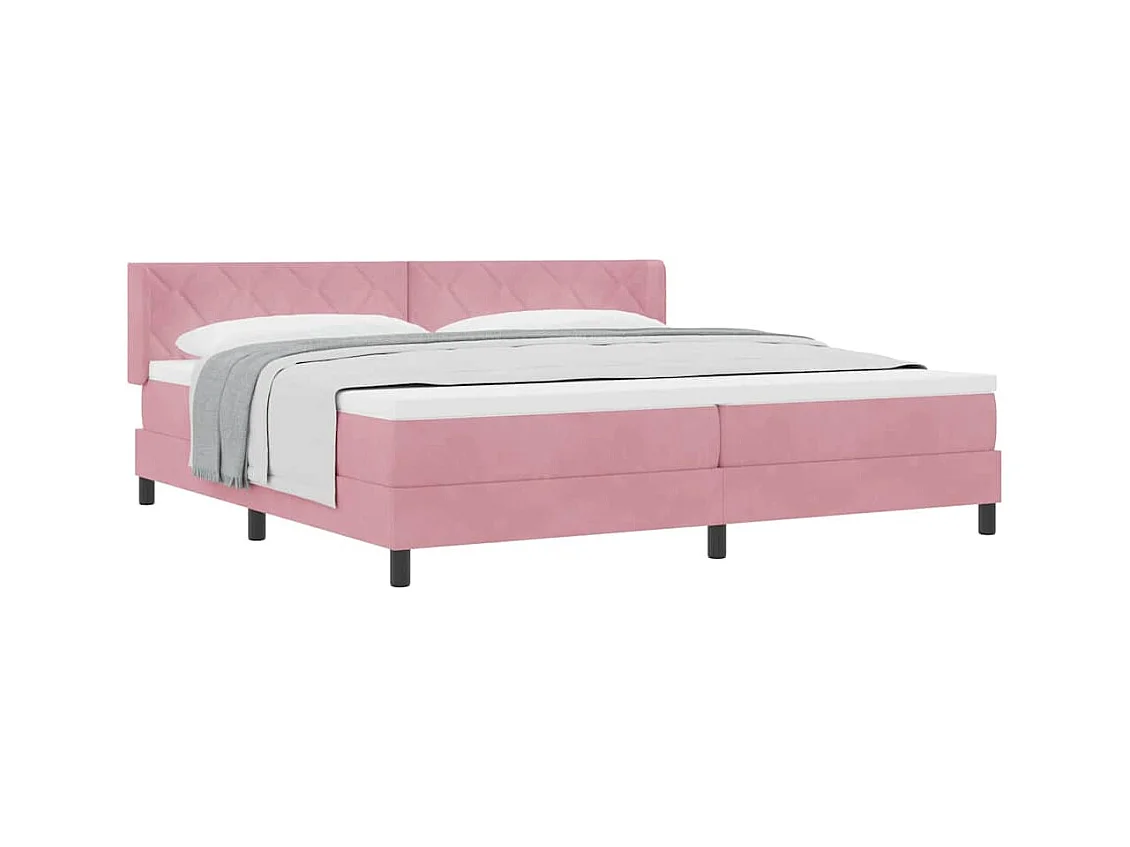 Cadre de lit avec matelas noir 100x200 cm en velours Rose