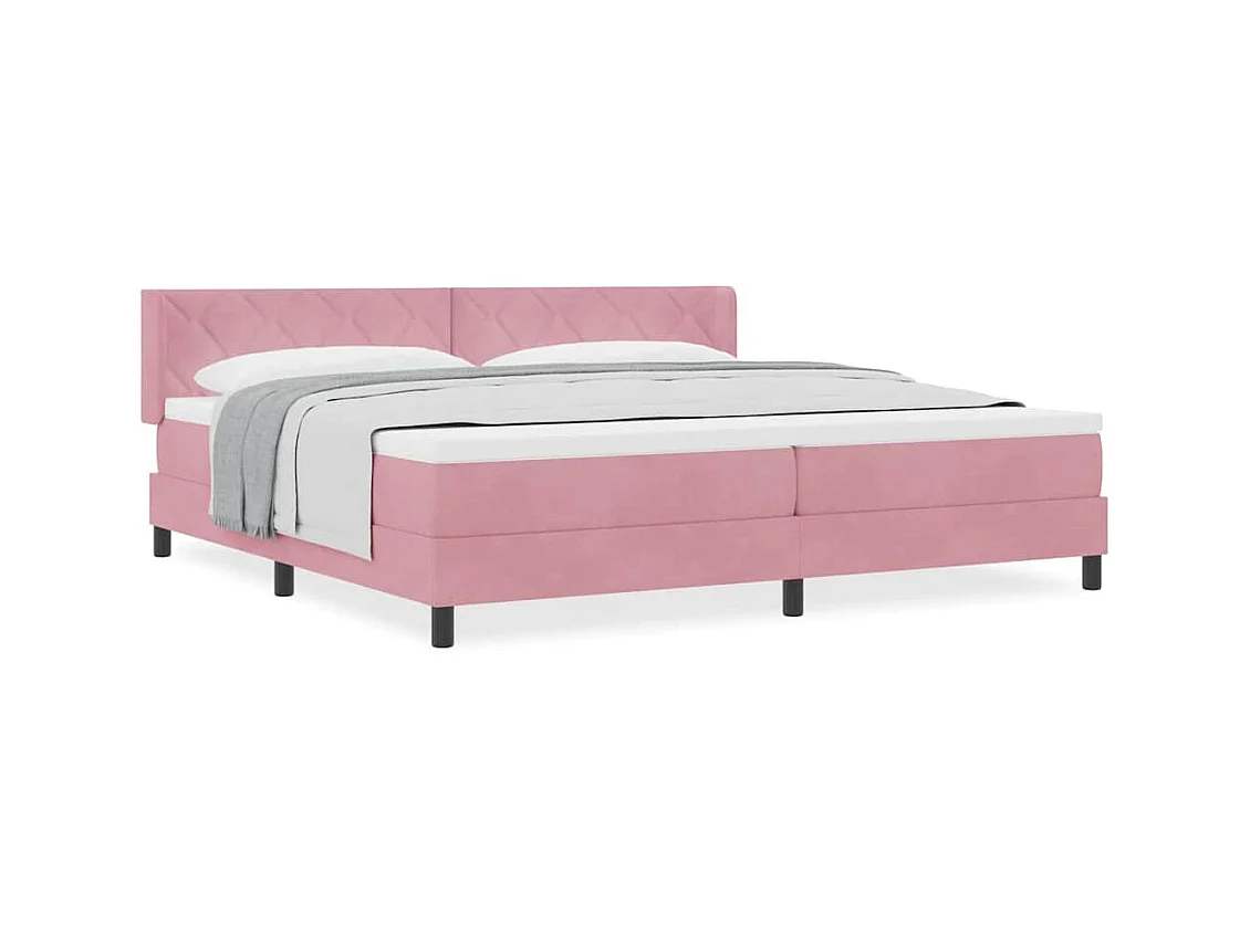 Cadre de lit avec matelas noir 100x200 cm en velours Rose