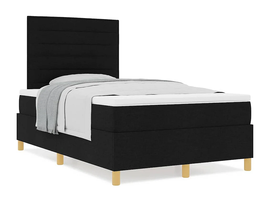 Cama tipo Box Spring con cabecera Negro 120 x 190 cm tela