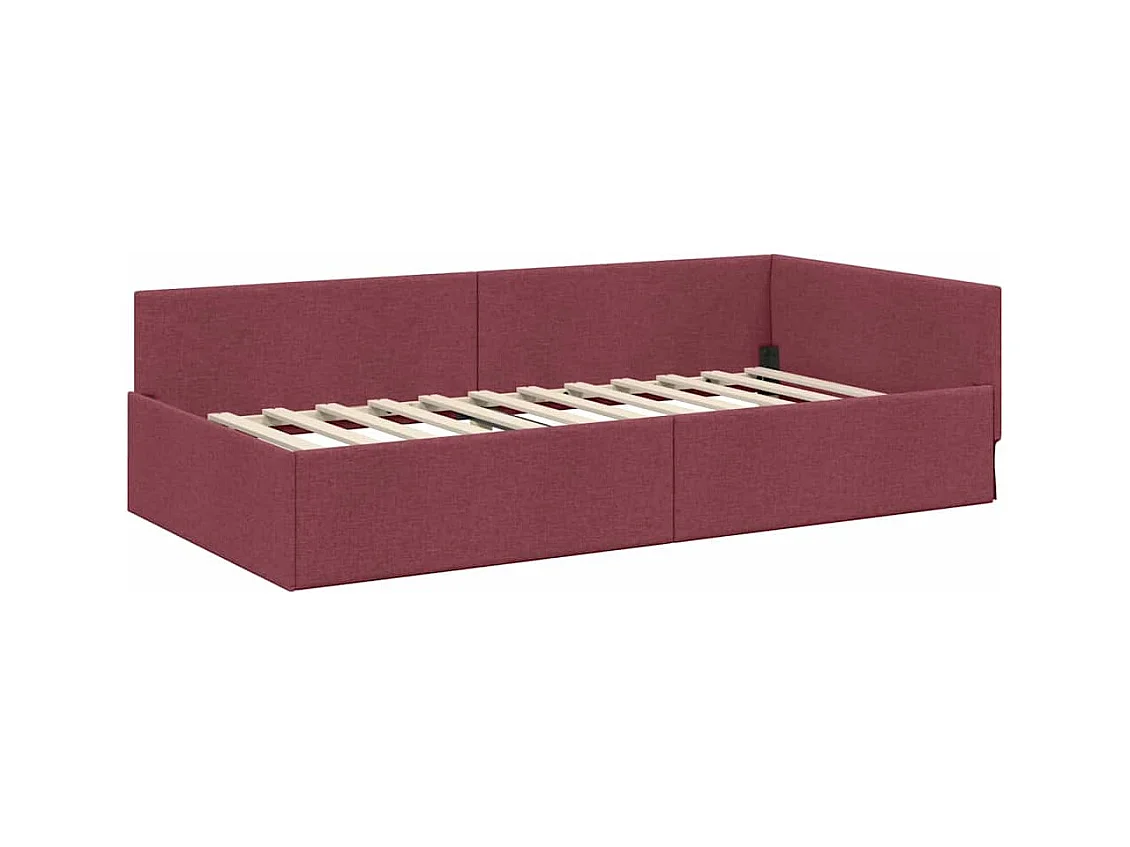 Cadre de lit d'angle Rouge bordeaux 90 x 190 cm