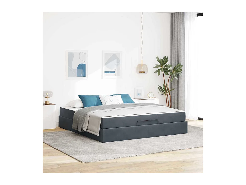 Estrutura da Cama Cinzento escuro 180 x 200 cm Veludo
