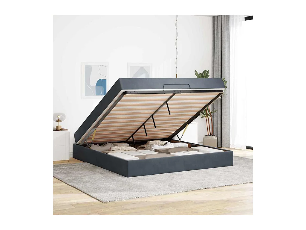 Estrutura da Cama Cinzento escuro 180 x 200 cm Veludo